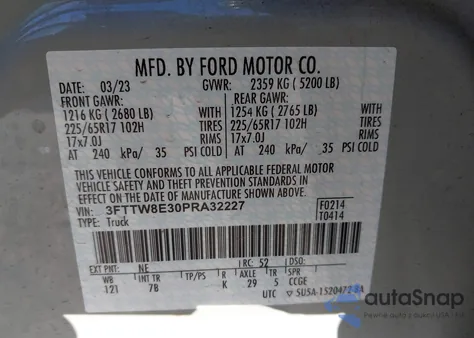 2023 Ford Maverick Xlt из США, поврежденный, VIN 3FTTW8E30PRA32227